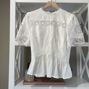 Vici bestseller sz Sm eyelet ivory peplum top